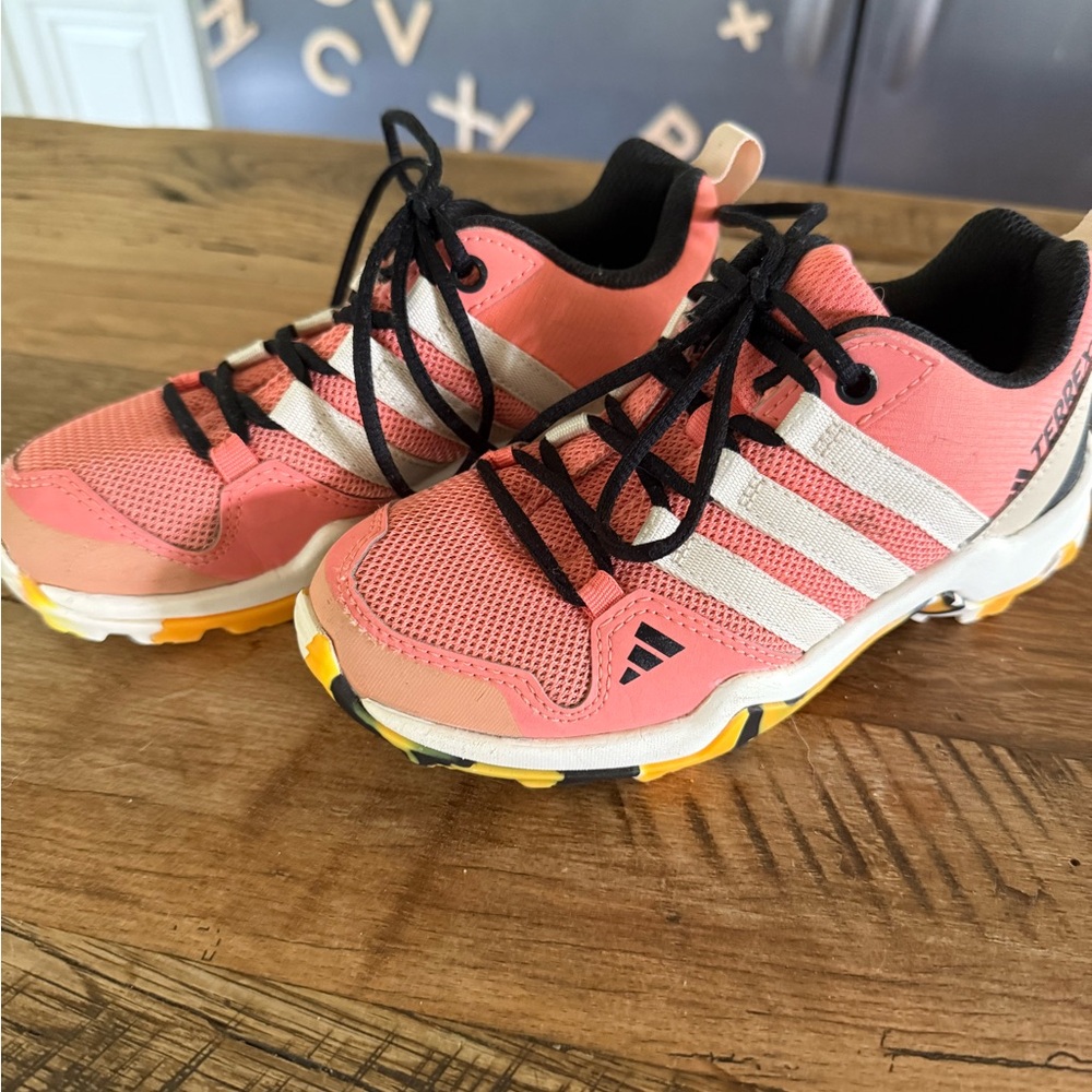 Adidas Kids Coral and Black Hiking Sneakers 11.5C